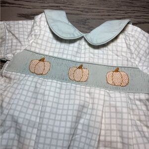 Charming Pumpkin Embroidered Kids Costume - White and Green